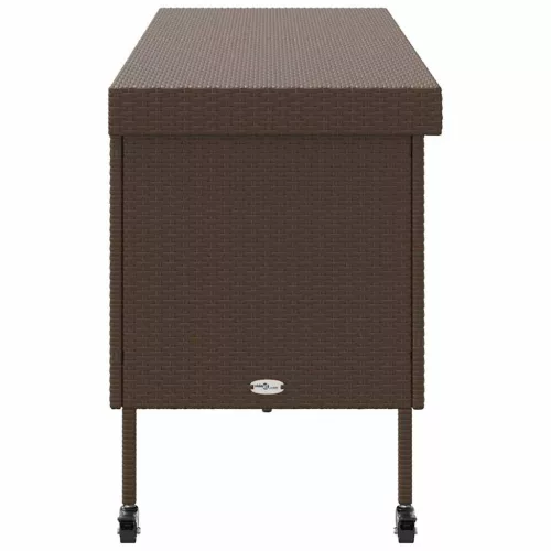  barna polyrattan kerti tárolóláda kerekekkel 160x55x75 cm