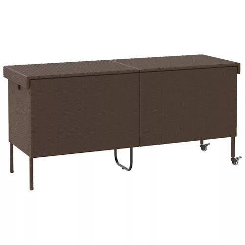  barna polyrattan kerti tárolóláda kerekekkel 160x55x75 cm