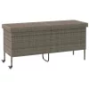  szürke polyrattan kerti tárolóláda kerekekkel 160x55x75 cm
