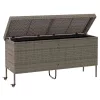  szürke polyrattan kerti tárolóláda kerekekkel 160x55x75 cm