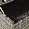  szürke polyrattan kerti tárolóláda kerekekkel 160x55x75 cm