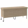  bézs polyrattan kerti tárolóláda kerekekkel 160x55x75 cm