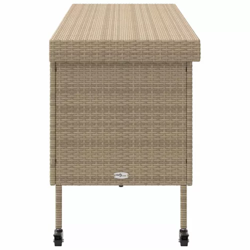  bézs polyrattan kerti tárolóláda kerekekkel 160x55x75 cm