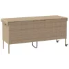  bézs polyrattan kerti tárolóláda kerekekkel 160x55x75 cm