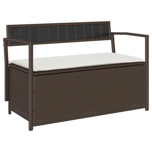  barna polyrattan kerti tárolópad párnával