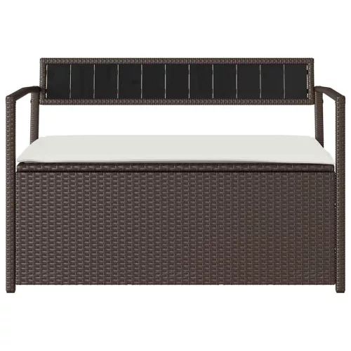  barna polyrattan kerti tárolópad párnával
