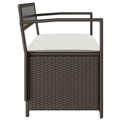  barna polyrattan kerti tárolópad párnával