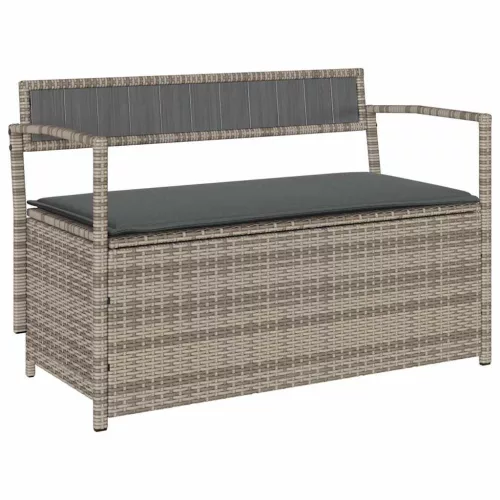  szürke polyrattan kerti tárolópad párnával