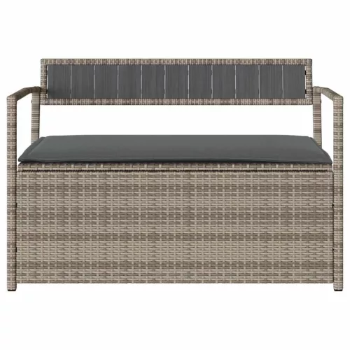  szürke polyrattan kerti tárolópad párnával