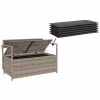  szürke polyrattan kerti tárolópad párnával