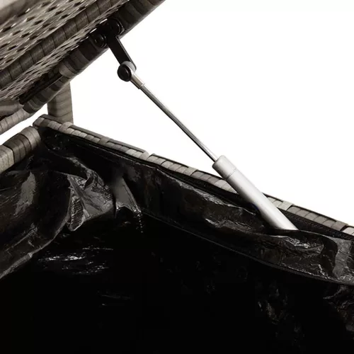  szürke polyrattan kerti tárolópad párnával