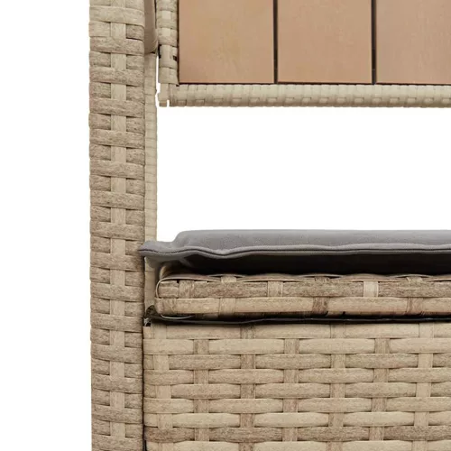  bézs polyrattan kerti tárolópad párnával