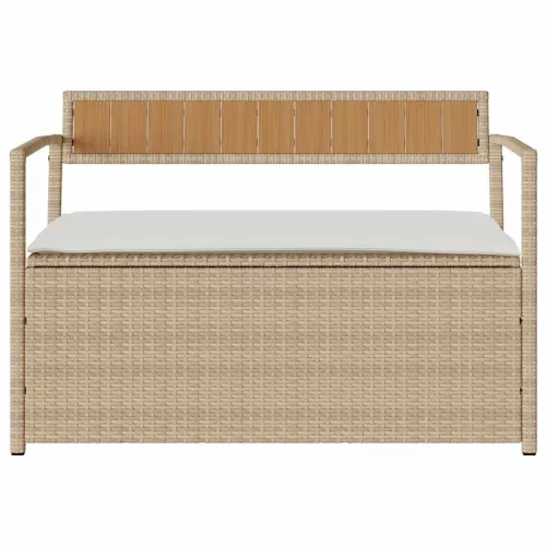  bézs polyrattan kerti tárolópad párnával