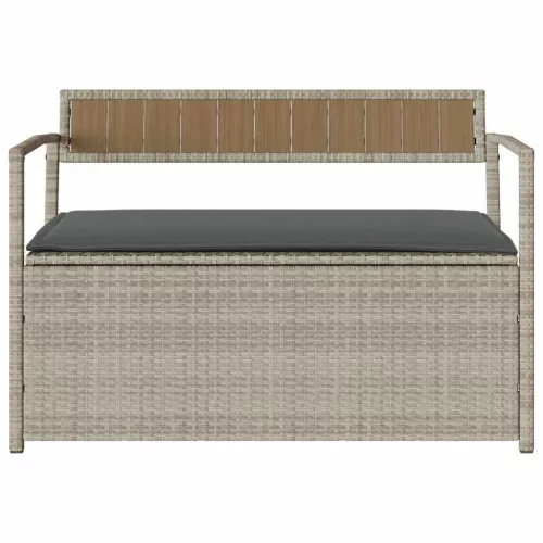  világosszürke polyrattan kerti tárolópad párnával