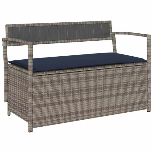  szürke polyrattan kerti tárolópad párnával