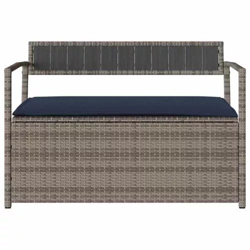  szürke polyrattan kerti tárolópad párnával