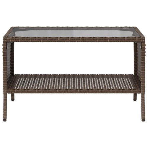  2 személyes barna polyrattan kerti kanapé asztallal&párnával