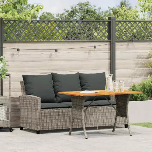  3 személyes szürke polyrattan kerti kanapé asztallal&párnával