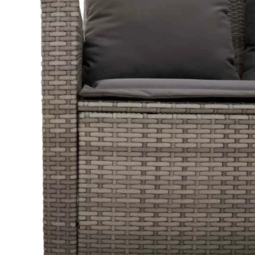  3 személyes szürke polyrattan kerti kanapé asztallal&párnával