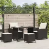  4 részes fekete polyrattan kerti ülőgarnitúra párnákkal