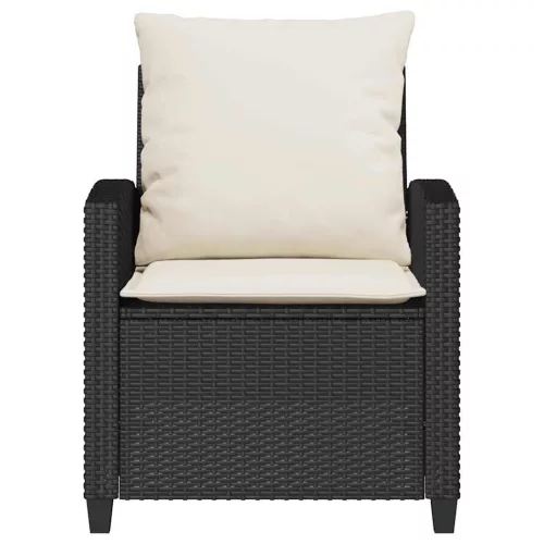  4 részes fekete polyrattan kerti ülőgarnitúra párnákkal