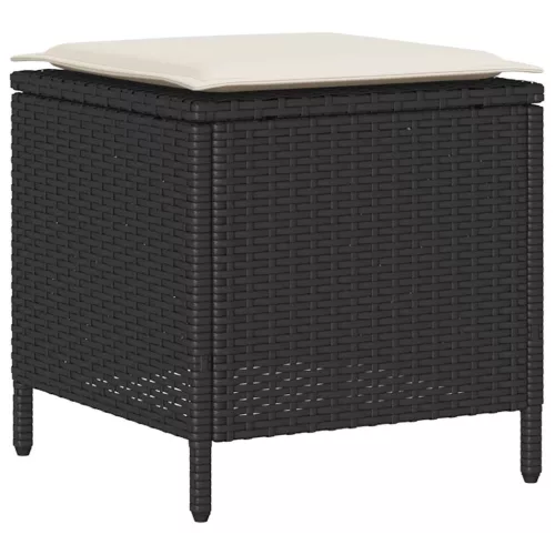  4 részes fekete polyrattan kerti ülőgarnitúra párnákkal