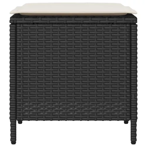  4 részes fekete polyrattan kerti ülőgarnitúra párnákkal