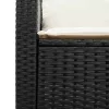  4 részes fekete polyrattan kerti ülőgarnitúra párnákkal