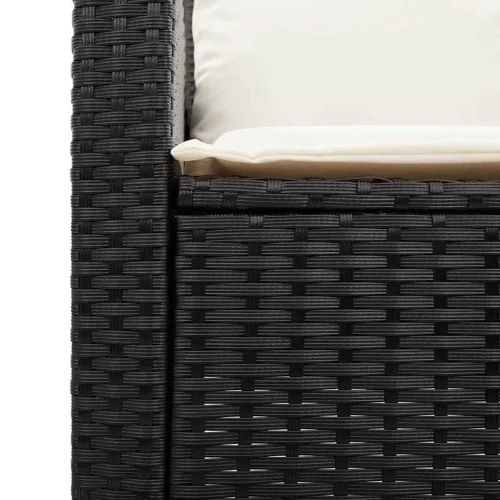  4 részes fekete polyrattan kerti ülőgarnitúra párnákkal