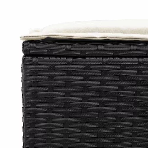  4 részes fekete polyrattan kerti ülőgarnitúra párnákkal