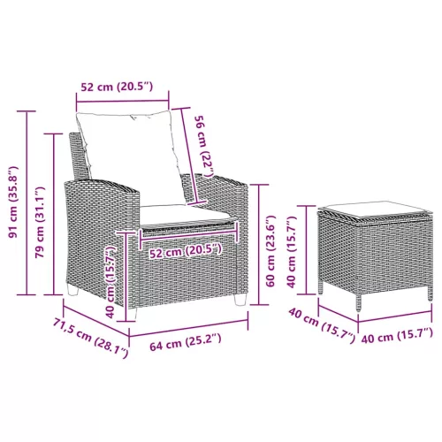  4 részes fekete polyrattan kerti ülőgarnitúra párnákkal