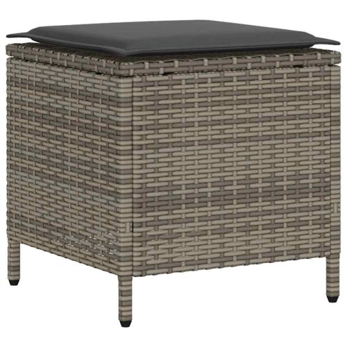  4 részes szürke polyrattan kerti ülőgarnitúra párnákkal