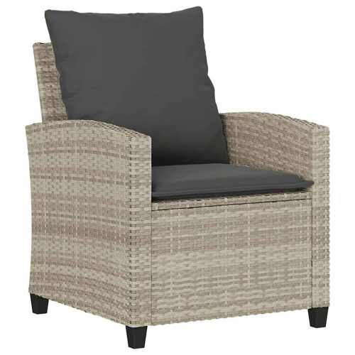  4 részes világosszürke polyrattan kerti ülőgarnitúra párnákkal