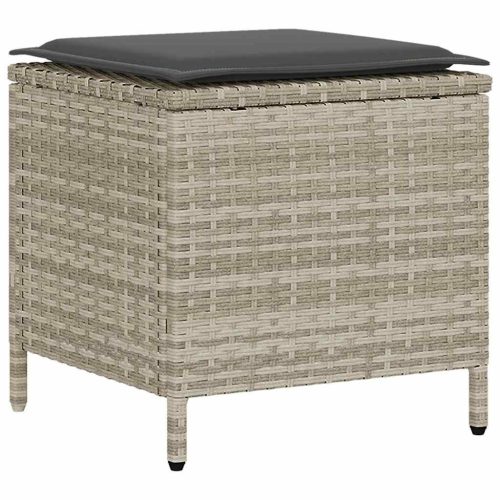  4 részes világosszürke polyrattan kerti ülőgarnitúra párnákkal