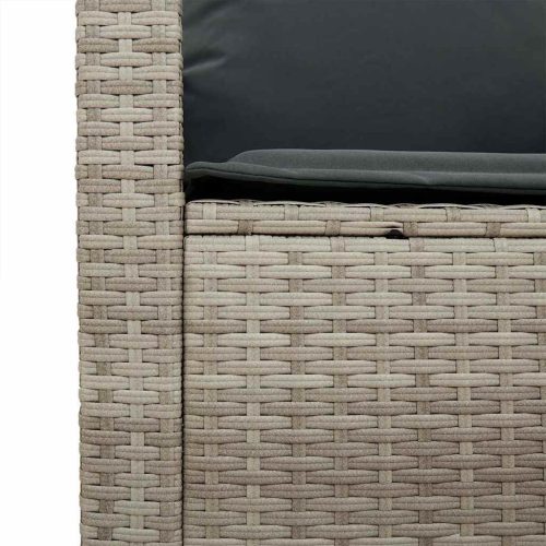  4 részes világosszürke polyrattan kerti ülőgarnitúra párnákkal