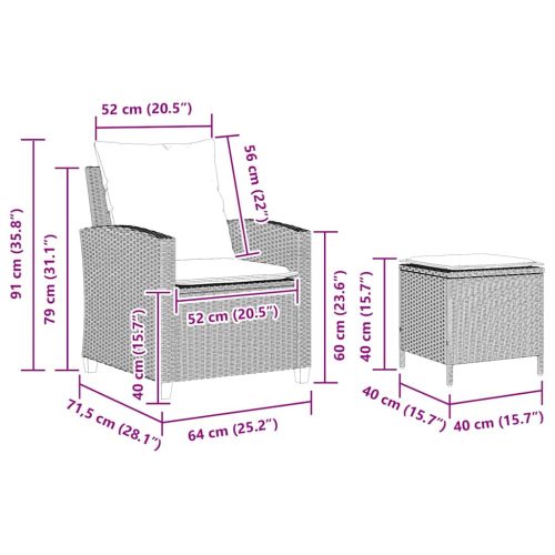  4 részes világosszürke polyrattan kerti ülőgarnitúra párnákkal