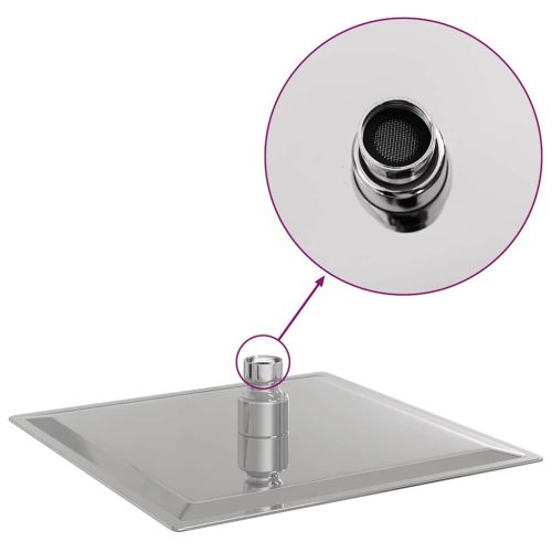  négyszögletes rozsdamentes acél esőztető zuhanyrózsa 20x20 cm