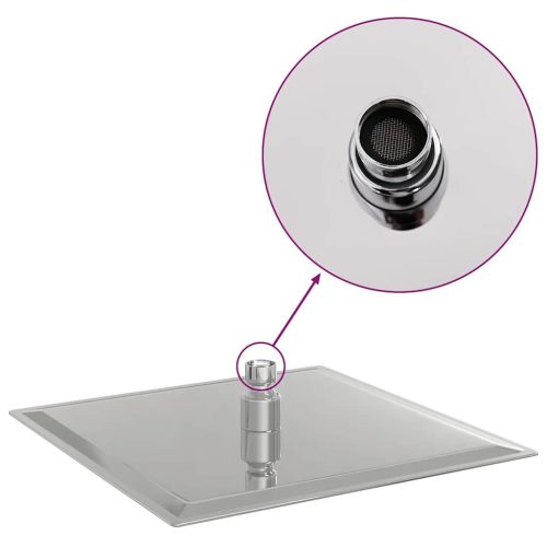  négyszögletes rozsdamentes acél esőztető zuhanyrózsa 25x25 cm