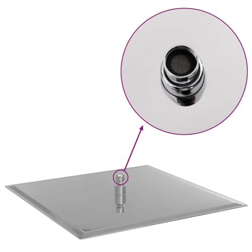  négyszögletes rozsdamentes acél esőztető zuhanyrózsa 40x40 cm