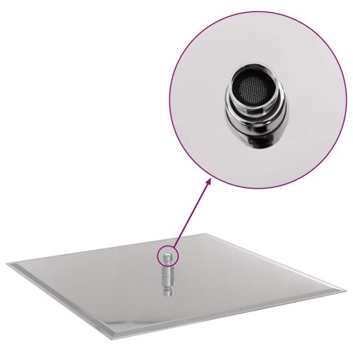  négyszögletes rozsdamentes acél esőztető zuhanyrózsa 50x50 cm