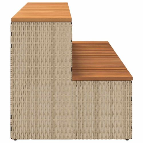  pezsgőfürdő lépcső bézs 100x50x50,5 cm polyrattan és akácfa