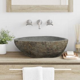    Folyóköves mosdó Világosszürke 52 x 40 x 15 cm Folyó kő