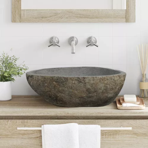  Folyóköves mosdó Világosszürke 52 x 40 x 15 cm Folyó kő