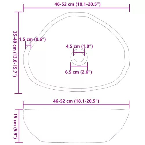  Folyóköves mosdó Világosszürke 52 x 40 x 15 cm Folyó kő