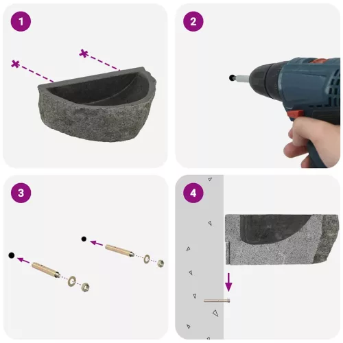  Fali mosdó Szürke (30-37) x (25-30) x 12 cm Folyami kő