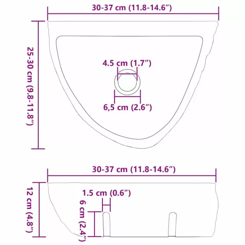  Fali mosdó Szürke (30-37) x (25-30) x 12 cm Folyami kő