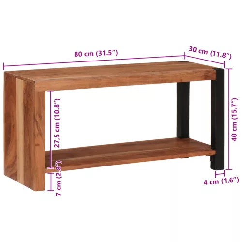  Könyvszekrény Barna, Fekete 80 x 30 x 110 cm Tömör Akácfa