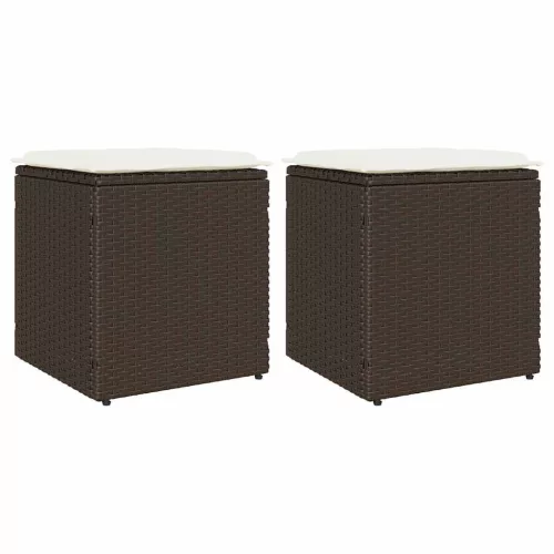  2 db barna polyrattan kerti szék párnával 40x40x43 cm