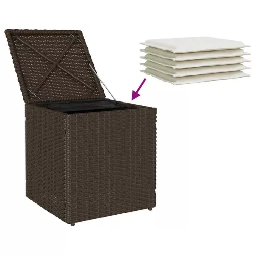  2 db barna polyrattan kerti szék párnával 40x40x43 cm