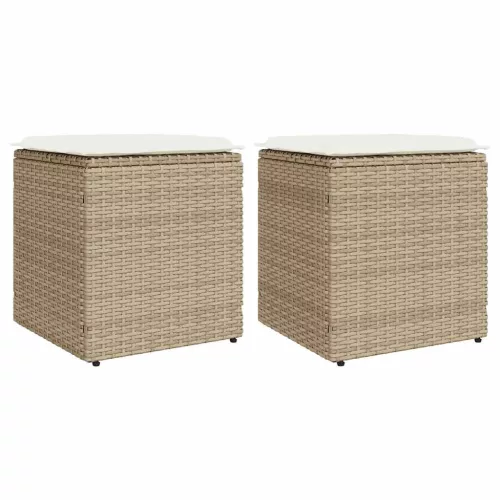  2 db bézs polyrattan kerti szék párnával 40x40x43 cm